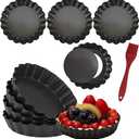 DATANYA 8 Pack Mini Tart Pans 4 Inch with Removable Bottom Round Nonstick Quiche Pan, Heavy Duty Fluted Side for Pies, Mousse Cakes, Dessert Baking (4 Inch 8pcs)