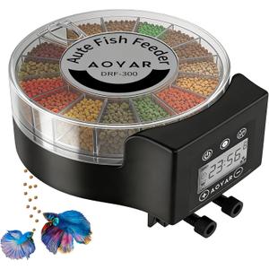 Automatic Fish Feeder Dispenser for Aquarium: Auto Precision Food Feeding 300ml Large Capacity for Powder Flakes Pellet, Battery Feeders Timer for Small Tank Turtle Betta Koi Vacation Weekend Day