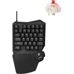 LEMOKEY X0 One Handed Gaming Keyboard, 35 Keys North-Facing Red Backlit Wired QMK Keypad, Silicone Palm Rest, Shine-Through Double-Shot Keycaps with Linear Red Mechanical Switch for Windows/Linux