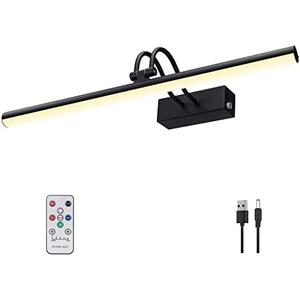 RAIFOOLLY Picture Light,16in Wireless Battery Wall Lighting,Remote Art Lights for Paintings with Timer and Dimmable for Display Photo,Frame,Portrait,Dartboard-Black