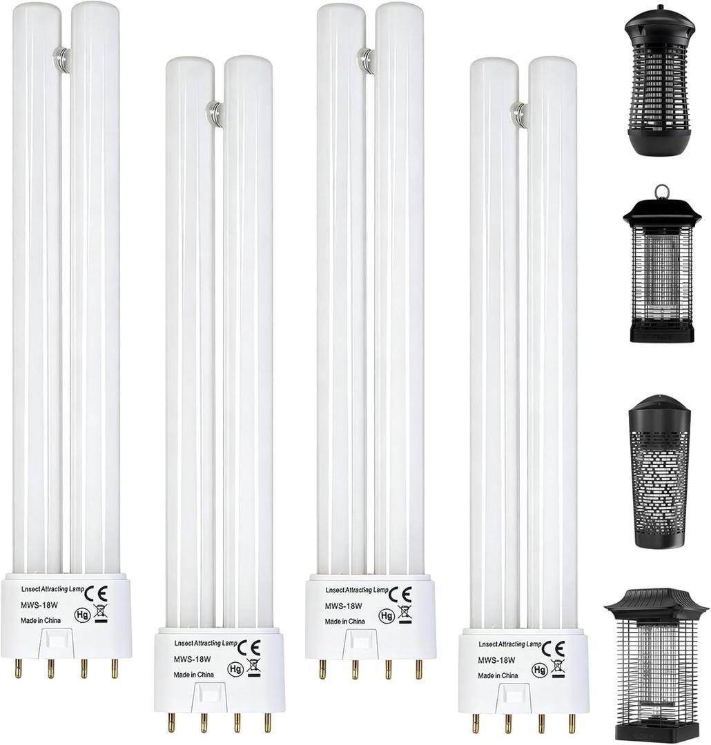 4-Pack 2G11 18W Replacement Bulbs , 4-Pin H-Shaped Twin Tube Plug-in CFL, Compatible with Livin Well Compatible with Black+Decker Compatible with Sahara Sailor, for Indoor Outdoor Lighting Fixtures