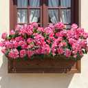 Artificial Geranium Fake Flowers for Outdoors Decoration, 6 Bundles Silk Geraniums Pink Flower UV Resistant Look Real Faux Plants for Outside Planter Front Door Garden Porch Patio Balcony Yard Home