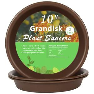 Plant Saucer 10 inch, Heavy Large Planter Durable Thicker Plastic Plant Trays for Indoors and Outdoor, Plant Saucer Drip Trays,Brown(10" - 6 Pack)