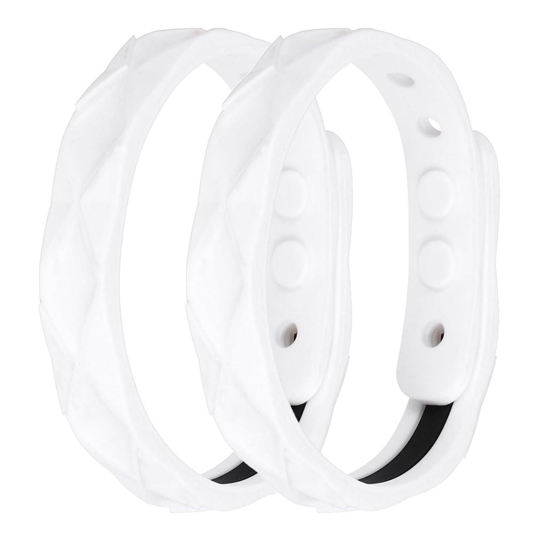 MECCANIXITY Anti Static Bracelet, 0.5"X9" Adjustable Anti Static Wristband Silicone Balance Energy Sport Bracelets for Eliminate Static, White 2Pack