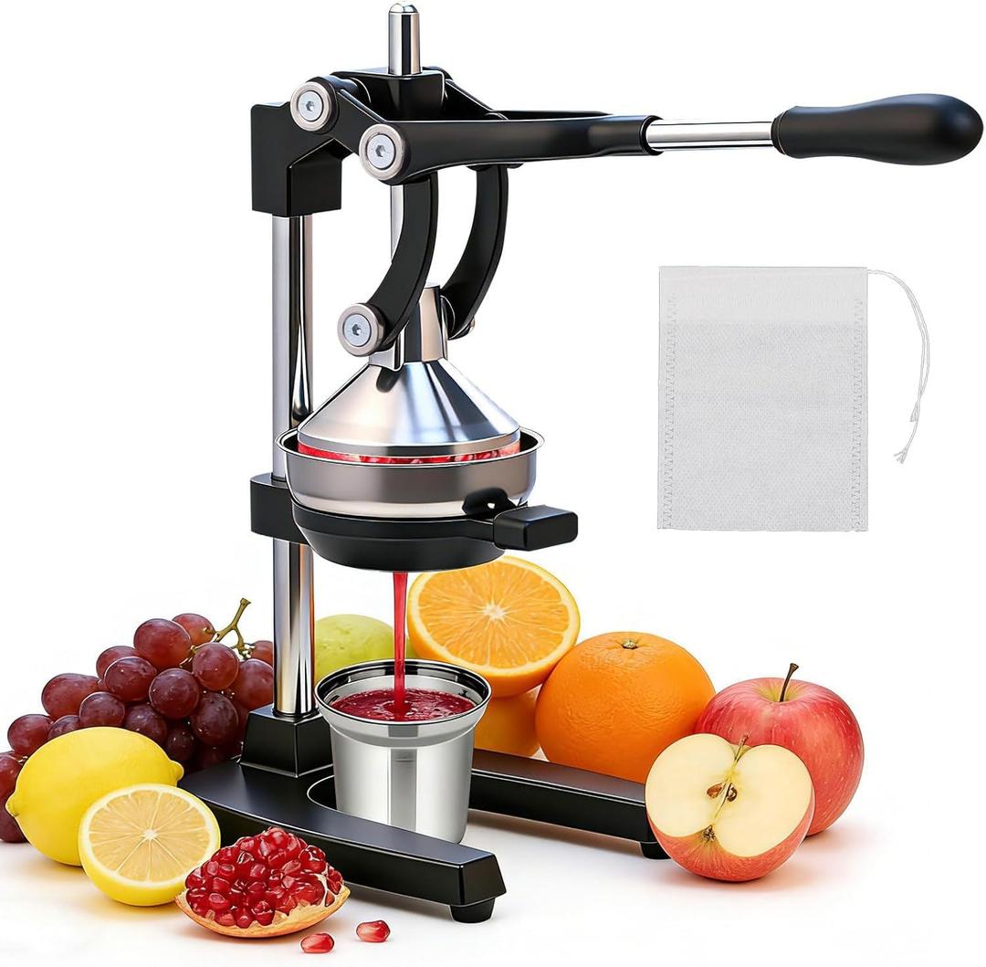 Cast Iron Juicer Hand Press for Citrus Fruits,Pomegranates,Grapefruits,Heavy-Duty Cast Iron Juicer,Lemon Squeezer Manual,with Stainless Steel Cup,Easy to Use & CleanBlack