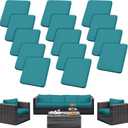 Outdoor Cushion Covers Set,14PCS Patio Furniture Couch Seat Slipcovers, Replacement for Sofa Sectional Chair(CoverOnly)