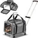 Ruff Life 101 Airline Approved Expandable Premium Pet Carrier on Wheels- Two Sided Expandable Rolling Carrier- Designed for Dogs & Cats- Extra Spacious Soft Lined Carrier! (Grey)