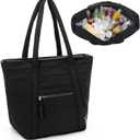 Fasrom Insulated Cooler Tote Bag Holds 30 Cans, Large Leakproof Grocery Bag with Zippered Top, Soft Sided Shopping Bag for Groceries, Food, Drinks, Suitable for Beach, Picnic and Outdoor Use, Black