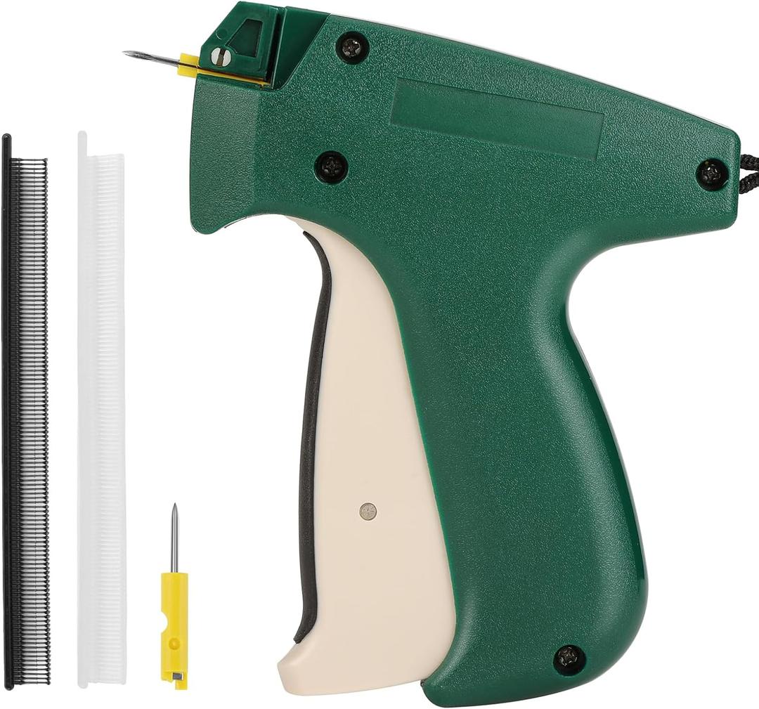 Tagging Gun for Clothing, Fine Stitch Mini Stitch Gun for Clothes,Stitch Quick Clothing Fixer Sewing Quilting Hemming Quick Stitch with 2 Needles,1500 Black & 1500 White Micro Fasteners (Greend and White Grip)