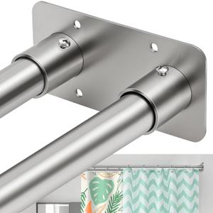 Creatyi 28 to 75 Inches Double Shower Curtain Rod Adjustable Double Shower Curtain Rods for Bathroom (28 to 75'', Silver)