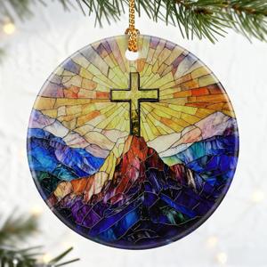 Christian Cross Ornament, Christmas Ornaments, Christmas Decorations | Christian Holiday Decor, Jesus Home Decor, Easter Faith Cross Gifts, Religious Gifts, Gift Exchange & Gift Idea, Giftbox Included