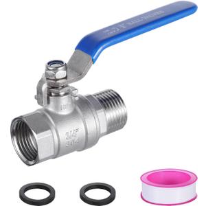Garden Hose Shut Off Valve, High Flow 3/4" GHT Garden Hose Ball Valve, 304 Stainless Steel Heavy Duty Water Hose Shut Off Connector