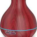 Aromatherapy Essential Oil Diffuser 550ml 12 Hours Wood Grain Aroma Diffuser with Timer Cool Mist Humidifier for Large Room, Home, Baby Bedroom, Waterless Auto Shut-off,7 Colors Lights Changing