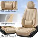 Coverado Car Seat Covers Full Set, Car Seat Protector Waterproof, Nappa Leather Car Seat Cushion, Beige Seat Covers for Cars, Front Seats and Back Universal Fit for Most Cars