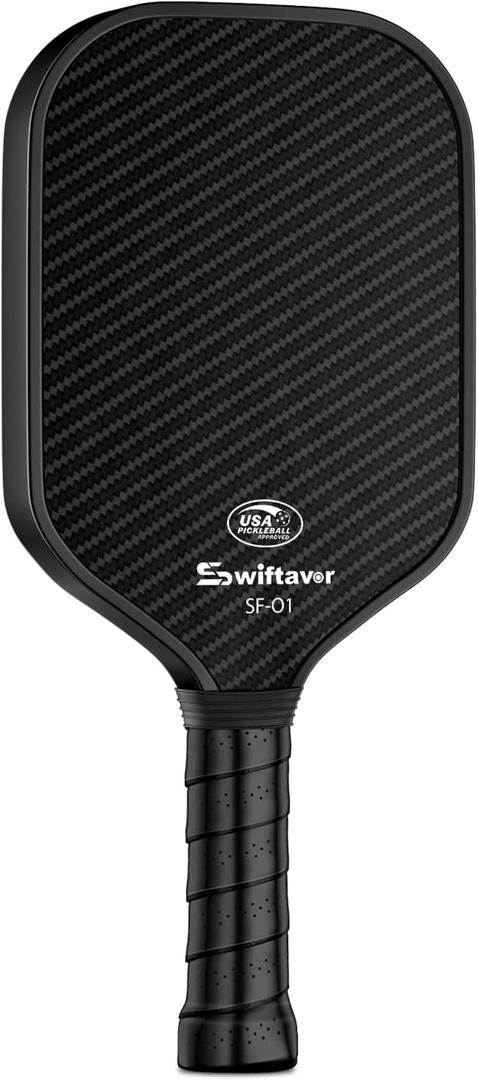 Carbon Fiber Pickleball Paddle, Carbon Fiber Surface (CFS) Pickle Ball Paddles with 16mm Honeycomb Core, Lightweight, Shock-Absorbing Paddle with Anti-Slip Grip, Ideal for Novice & Pro Players