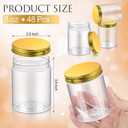 Aoriher 48 Pcs 8oz Plastic Mason Jars with Lids Round Clear Plastic Jars Containers Refillable Small Empty Storage Containers Food Canisters for Kitchen Storage(Gold)