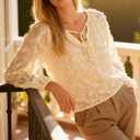 Womens Long Sleeve Casual Lightweight See Through Tunics Tops (White, XL)