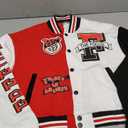 Women's Varsity Jacket Cropped Letterman Jacket Lightweight Button Down Bomber Racer Baseball Y2K Coats Size L
