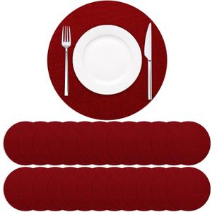 Soleebee 50 Pack Disposable Placemats, Red Round 13 Inch Table Mates, Charger Doilies Table Placemates for Wedding Birthday Party Dining Table Holiday Home Decoration