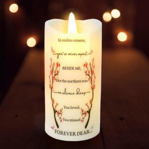 Skywin Flameless Memorial Candles for Deceased (Beside Me), 5.9 x 2.7 Inches LED Memorial Candles for Loss of Loved Ones, Remembrance and Sympathy Gift
