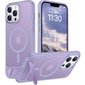 Temdan Magnetic Compatible with iPhone 13 Pro Max Case, [Built-in Invisible Kickstand][Compatible with MagSafe] [Military Grade Shockproof] Slim Translucent Matte Phone Case for iPhone 13 Pro Max 6.7" (Lavender Purple)