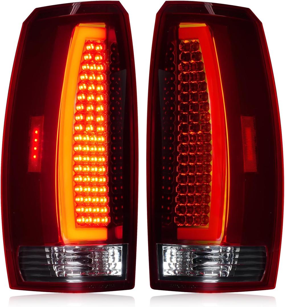 Tresound LED Tail Light for Chevy Avalanche 2007 2008 2009 2010 2011 2012 2013, Rear Taillight Assembly, GM2800222 GM2801222 22739264 25885679 Chrome Housing Red Lens