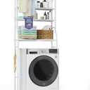 Kiseely Over The Washer and Dryer Storage Shelf, 3 Tier Laundry Room Metal Drying Rack with Towels Hangers, Space Saver Organizer for Hanging Clothes and Towels (Stainless Steel FA1)