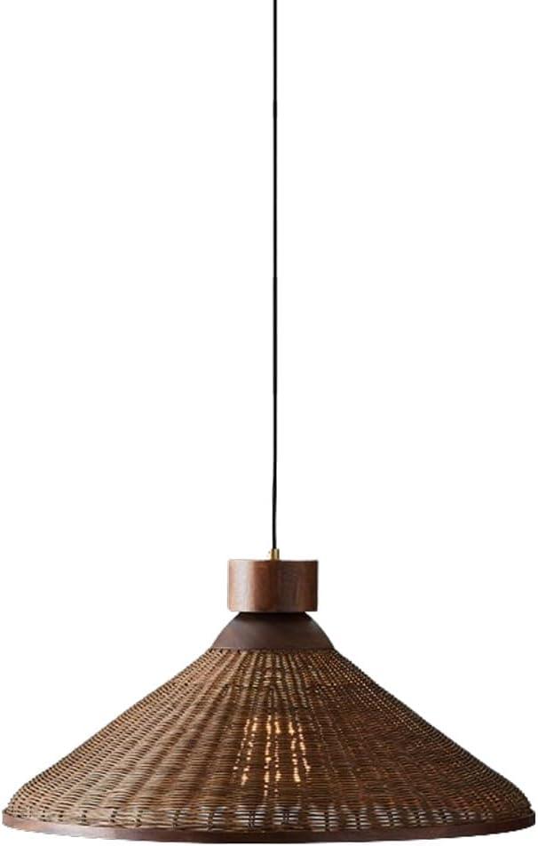 Rattan Woven Pendant Hanging Lighting,Vintage Ceiling Light Bamboo Chandelier for Living Room Bedroom Restaurant Cafe Teahouse Bar Dining Room