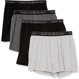 Beverly Hills Polo Club Men's 4 Pack Comfort Knit Boxer Vibrant XL
