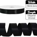 TONIFUL 7/8 Inch x 100yds Black Satin Ribbon Thin Solid Frabic Ribbons for Gift Wrapping, DIY Crafts Bows, Invitations, Floral Bouquets, Christmas Wedding Party Valentine's Decor,Halloween