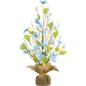 RoseCraft Easter Decorations, 18 Inch Easter Artificial Egg Tree Tabletop Decor with Delicate Ornaments, for Home Party Wedding Holiday Spring Summer Decoration, Blue/White.