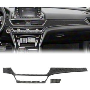 4PCS Real Carbon Fiber Center Console Dashboard Panel Trim Compatible with 20182022 10th Gen Honda Accord, Interior Decor Sticker Accessories