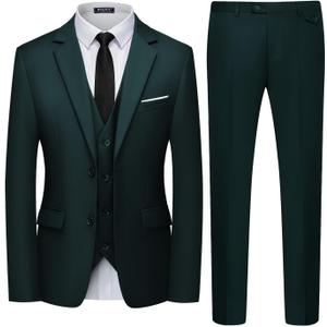 WULFUL Men's 3 Piece Slim Fit Suit Set Two Button Blazer Jacket Vest Pants Tuxedo Set for Party, Wedding and Business, S WULFUL Men's 3 Piece Slim Fit Suit Set Two Button Blazer Jacket Vest Pants Tuxedo Set for Party, Wedding and Business, S