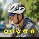 SAITAG Cycling Cap, Bike Skull Cap Helmet Liner with Sun Visor, Sun Protection Running Hat for Men Women Under Helmet Royal Blue