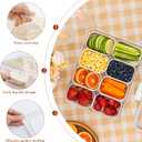 WACOI Divided Snack Serving Tray with Lid and Handle Travel Snackle Charcuterie Container Portable Storage Organizer for Candy, Fruits, Nuts, Snacks, Party, Picnic 2 Packs White
