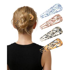 AWAYTR 4.7" French Hair Pin for Women - 4Pcs U-Shaped Hair Fork for Updos, Chignons & French Twists, Durable Acrylic, Secure & Elegant Styling for All Hair Types (Multicolor #2)
