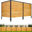 3 Panels No Dig Wood Privacy Screen, 42" H x 40" W Outdoor AC Fence