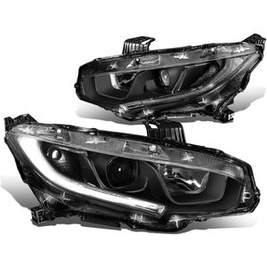 PM PERFORMOTOR Pair Chrome Housing LED DRL Headlight Compatible with 16-18 Honda Civic, Chrome Housing Clear Conrner, PMHL-HCIV-1618-OH-CC