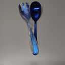 BISDARUN 12 Inches Salad Spoon and Fork Sets，Stainless Steel Salad Server Sets, Cooking Utensils for Kitchen, Simple and Classic Dishwasher Safe (Blue)