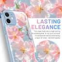 Flower Phone Case for iPhone 15 Pro Max, Delicate Floral Art Pattern Cover, Camera Lens Protector & Shockproof, Silicone Lanyard, Cute Slim & Lightweight for iPhone 15 Pro Max Case (Blue)