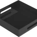 Acrylic Serving Tray with Handles-12x12x2.36Inch-Decorative Tray Letter Tray Organizer for Ottoman Coffee Table Countertop, Black