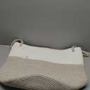 VIPOSCO Large Laundry Hamper, Tall Woven Rope Storage Basket for Blanket, Toys, Dirty Clothes in Living Room, Bathroom, Bedroom - 53L White & Brown