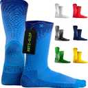 LUX Sports Thin Grip Socks for Cleat Sports - Moisture-Wicking Anti Slip Socks for Men & Women - Soccer, Football, Baseball Dark Blue One Size
