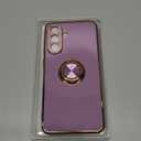 LeYi for Galaxy A56-5G Case: with 2 Pack Tempered Glass Screen Protector and 360 Rotatable Ring Holder Magnetic Kickstand, Plating Rose Gold Edge for Galaxy A 56 5G Case, Purple