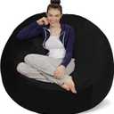 Sofa Sack Bean Bag Chair Cover, 5-Feet, Black