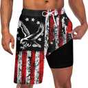 Goodstoworld Mens Swim Trunks with Compression Liner 9'' Inseam Quick Dry Swimsuit Shorts M-3XL (XL)