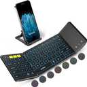 Samsers Foldable Bluetooth Keyboard with Touchpad, Full-Size Wireless Folding Keyboards with Backlight, Portable Travel for iOS Android Windows Mac OS, Support 3 Device(BT5.1 x 3), Black
