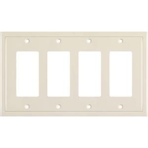 Henne Bery Modern Edge Decorative Wall Plate Switch Plate Outlet Cover, Durable Solid Zinc Alloy (Quad Decorator, Light Almond)