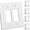 CML 20 Pack Jumbo Double Wall Plate, 2-Gang Oversized Electrical Outlet Receptacle Covers, Over-Size 5.31” x 5.5”, Impact Resistant, Gloss White, ETL Listed