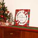 ArtbyHannah Christmas Decorations Hanging Signs, Christmas Canvas Door Sign Merry Christmas & Happy New Year for Holiday Xmas Door Decor (12x12 inch)